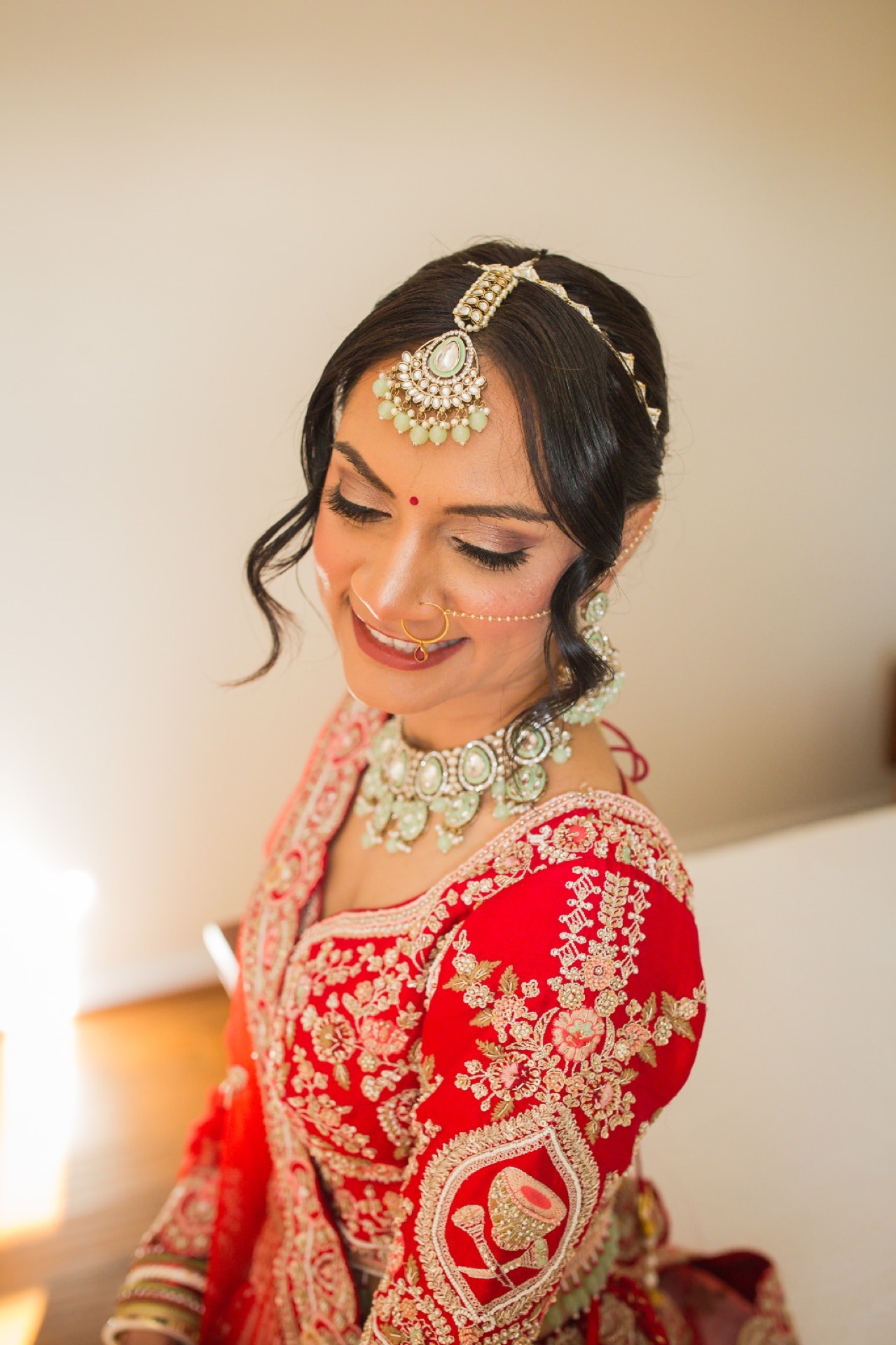 Destination wedding bridal makeup and saree draping by Ritu Patel
