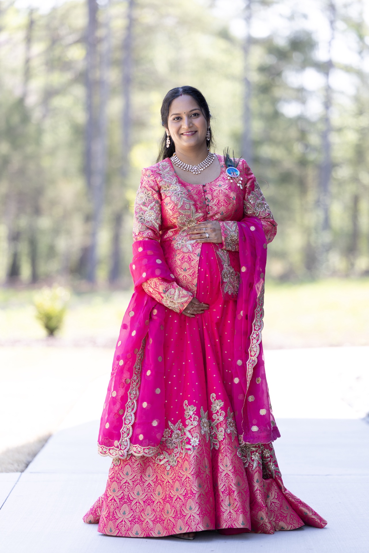 Gold tissue silk saree draping with elegant updo and South Asian glam makeup in Cary NC
